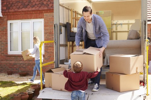Removal van and moving boxes for a house move in Newbury Park