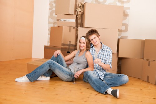 Removal team planning a move in a Newbury Park residential street