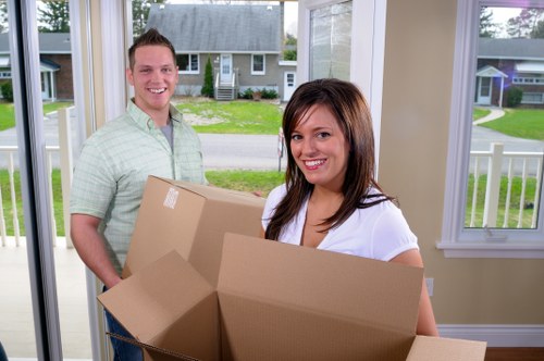 Man With Van Newburypark moving boxes and furniture in a local residential area