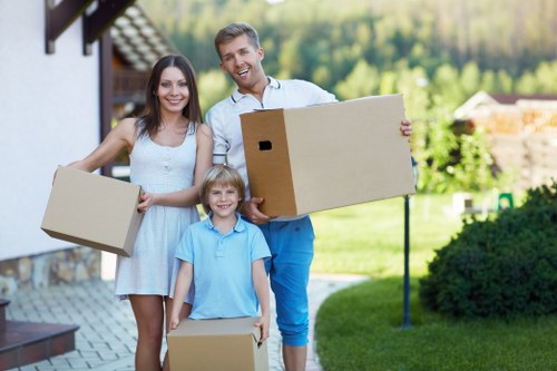 PPE and safety-focused moving team in Newbury Park during a house move