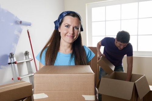 Packed moving boxes and home contents ready for removal day