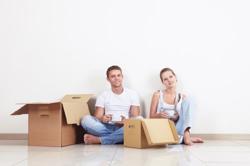 Man and van removals team working in a Newbury Park residential street