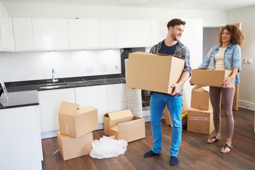 Moving van helping with a neighborhood move in Newbury Park