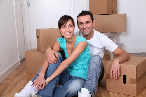 Loading boxes and household items into a removal truck