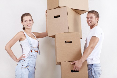 Local removals team handling boxes and furniture for a Newbury Park home move