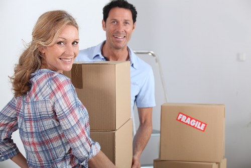 Packed boxes and furniture prepared for local removals