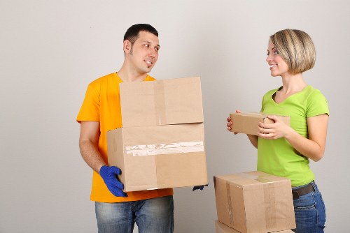Office relocation with desks and equipment handled by a removals team